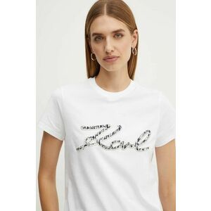 Karl Lagerfeld tricou din bumbac femei, culoarea alb, 246W1715 imagine