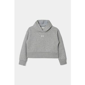 Under Armour bluza copii UA Rival Fleece Crop culoarea gri, cu glugă, melanj imagine