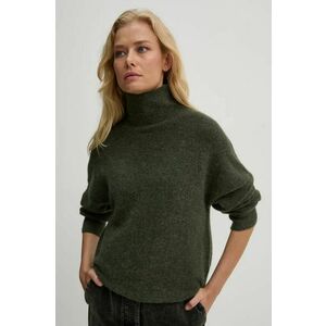 Samsoe Samsoe pulover de lana NOLA femei, culoarea verde, light, cu turtleneck, F18322002 imagine