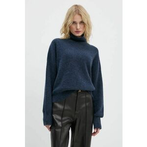 Samsoe Samsoe pulover de lana NOLA femei, culoarea albastru marin, light, cu turtleneck, F18322002 imagine