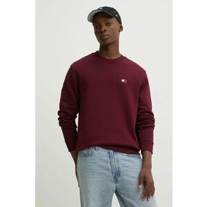 Tommy Jeans hanorac de bumbac barbati, culoarea bordo, neted imagine