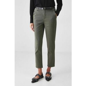 Medicine pantaloni femei, culoarea verde, fason chinos, medium waist imagine