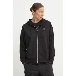 Puma bluza femei, culoarea negru, cu glugă, neted, 681631 imagine