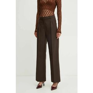 Bardot pantaloni CALLISTA femei, culoarea maro, lat, high waist, 57514PB7 imagine