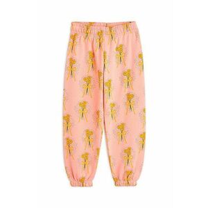 Mini Rodini pantaloni de trening din bumbac pentru copii Winter flowers culoarea roz, modelator, 2473012828 imagine