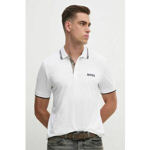 Boss Green tricou polo barbati, culoarea alb, cu imprimeu, 50469102 imagine