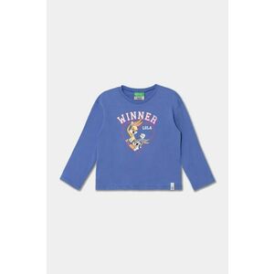 United Colors of Benetton longsleeve din bumbac pentru copii x Looney Tunes culoarea violet, 3ATNG10HG imagine