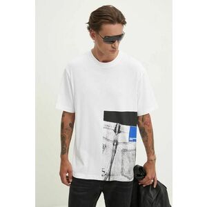 Karl Lagerfeld Jeans tricou din bumbac barbati, culoarea alb, cu imprimeu, 246D1701 imagine