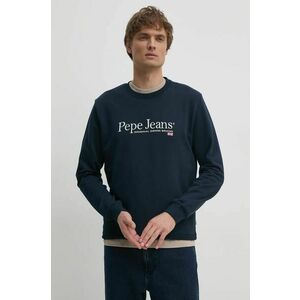 Pepe Jeans hanorac de bumbac SEAN barbati, culoarea albastru marin, cu imprimeu, PM582699 imagine