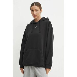 adidas Originals bluză Essential femei, culoarea negru, cu glugă, uni, IY7344 imagine