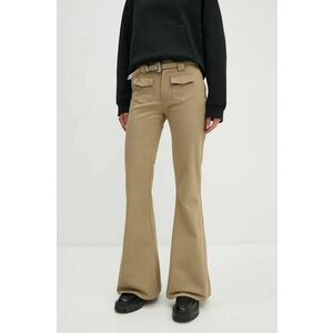 The Kooples pantaloni femei, culoarea bej, mulata, high waist, FPAN29011K imagine