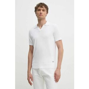 Karl Lagerfeld tricou polo barbati, culoarea alb, neted, 543307.655081 imagine