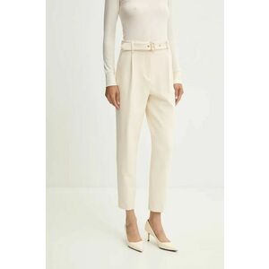 Blugirl Blumarine pantaloni femei, culoarea bej, fason tigareta, high waist, RF4073.T3191 imagine