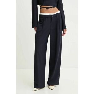 Miss Sixty pantaloni din lana culoarea albastru marin, lat, high waist, 6L3PJ5080000 imagine