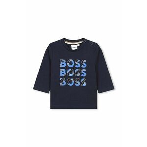 BOSS longsleeve din bumbac pentru bebeluși culoarea albastru marin, cu imprimeu, J51291 imagine