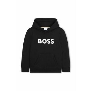 BOSS bluza copii culoarea negru, cu glugă, cu imprimeu, J51187 imagine