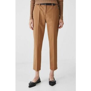 Medicine pantaloni femei, culoarea bej, fason chinos, medium waist imagine