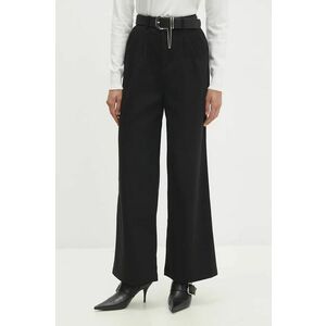 Answear Lab pantaloni femei, culoarea negru, drept, high waist imagine