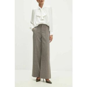 Answear Lab pantaloni femei, culoarea gri, drept, high waist imagine