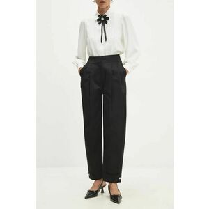 Answear Lab pantaloni femei, culoarea negru, fason chinos, high waist imagine