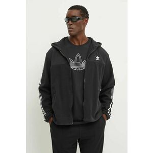 adidas Originals hanorac fleece Fleece Hoodie culoarea negru, cu glugă, cu imprimeu, IZ4802 imagine