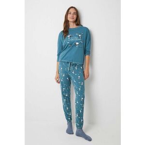 women'secret pijamale de bumbac Snoopy culoarea verde, bumbac, 3138560 imagine