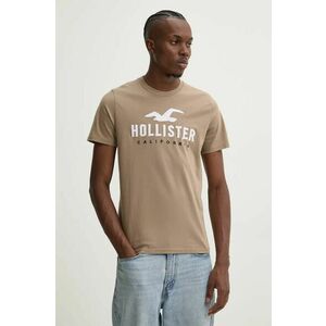 Hollister Co. tricou din bumbac barbati, culoarea maro, cu imprimeu, KI323-4290 imagine