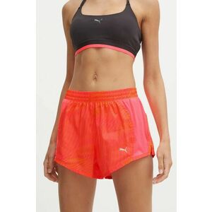 Puma pantaloni scurți de alergare Favourite Velocity culoarea portocaliu, modelator, medium waist, 524037 imagine