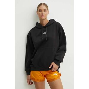 The North Face bluza Essential Hoodie femei, culoarea negru, cu glugă, cu imprimeu, NF0A89ENJK31 imagine