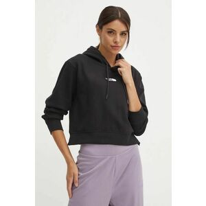 The North Face bluza Essential Crop Hoodie femei, culoarea negru, cu glugă, cu imprimeu, NF0A89EXJK31 imagine