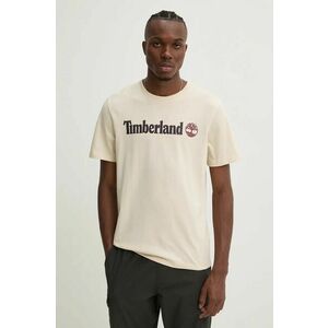 Timberland tricou din bumbac barbati, culoarea bej, cu imprimeu, TB0A5UPQEFL1 imagine