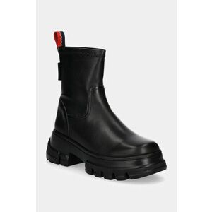 Tommy Jeans botine TJW CHUNKY CHELSEA BOOT MIX MAT femei, culoarea negru, cu platforma, EN0EN02555 imagine