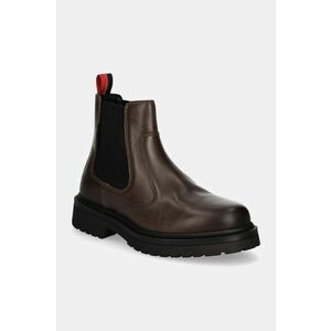 Tommy Jeans ghete chelsea de piele TJM CHELSEA BOOT barbati, culoarea maro, EM0EM01469 imagine