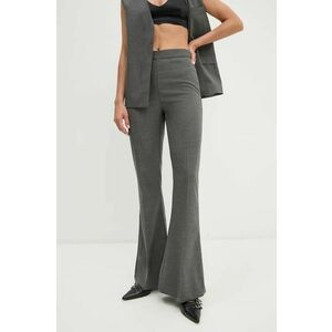 Gestuz pantaloni femei, culoarea gri, evazati, high waist, 10909377 imagine