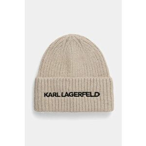 Karl Lagerfeld caciula de lana culoarea bej, de lana, din tricot gros, 246W3411 imagine