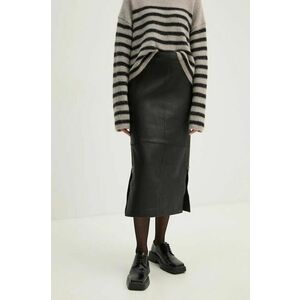 Day Birger et Mikkelsen fusta de piele Kathe - Textured Leather culoarea negru, midi, drept, DAY65243422 imagine