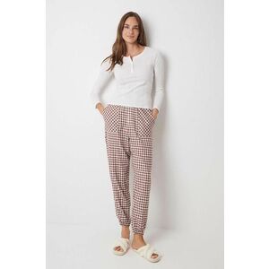 women'secret pantaloni de pijama MIX AND MATCH SUNDAY BRUNCH femei, culoarea maro, 3708452 imagine