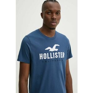 Hollister Co. tricou din bumbac barbati, culoarea albastru marin, cu imprimeu, KI323-4290 imagine