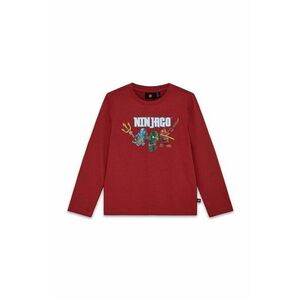 Lego longsleeve din bumbac pentru copii LWTANO 620 culoarea bordo, cu imprimeu, 12011307 imagine