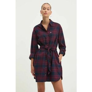 Tommy Jeans rochie culoarea bordo, mini, oversize, DW0DW18728 imagine