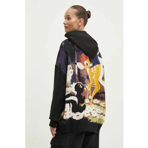 Desigual bluza BAMBI femei, culoarea negru, cu glugă, modelator, 24WWSK09 imagine