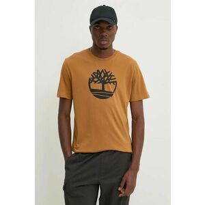 Timberland tricou din bumbac barbati, culoarea maro, cu imprimeu, TB0A2C2RP471 imagine