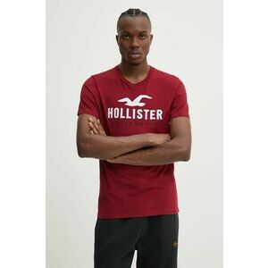 Hollister Co. tricou din bumbac barbati, culoarea bordo, cu imprimeu, KI323-4290 imagine