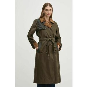 Barbour palton de bumbac culoarea verde, de tranzitie, cu doua randuri de nasturi, LWX1399 imagine