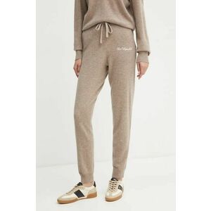 Karl Lagerfeld pantaloni de trening de lână culoarea maro, neted, 246W2181 imagine