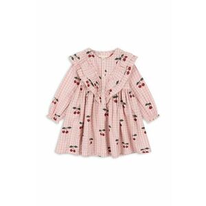 Konges Sløjd rochie din bumbac pentru copii KIM FRILL DRESS GOTS culoarea roz, mini, evazati, KS101547 imagine