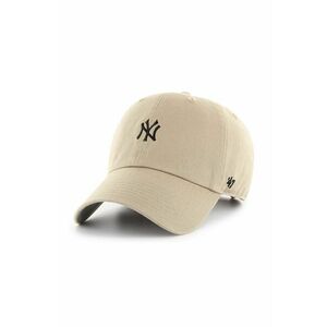 47 brand șapcă de baseball din bumbac MLB New York Yankees culoarea bej, cu imprimeu, B-BSRNR17GWS-KHA imagine