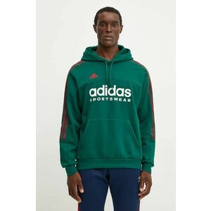 adidas bluza Tiro barbati, culoarea verde, cu glugă, cu imprimeu, IY4521 imagine