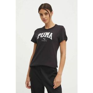 Puma tricou din bumbac femei, culoarea negru, 681537 imagine