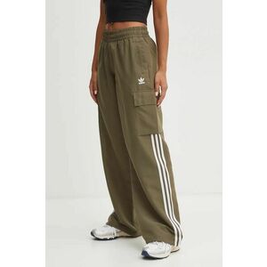 adidas Originals pantaloni femei, culoarea verde, fitcargo, high waist, IX5964 imagine